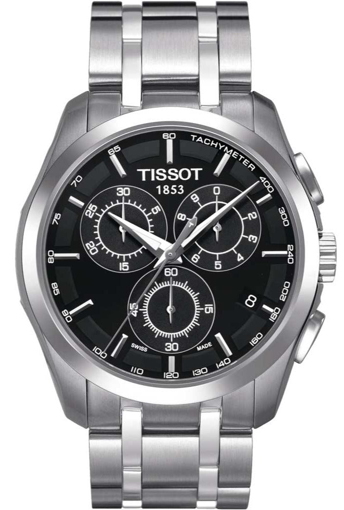  Shop Authentic Tissot Couturier Chronograph Black Dial Silver Steel Strap Watch For Men - T035.617.11.051.00 - Luxxuri