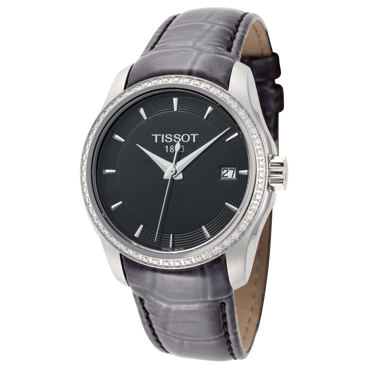  Shop Authentic Tissot T Trend Couturier Diamonds Black Dial Black Leather Strap Watch for Women - T035.210.66.051.00 - Luxxuri