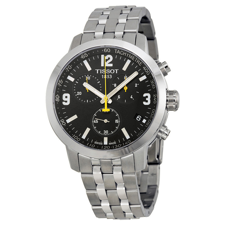  Shop Authentic Tissot PRC 200 Chronograph Black Dial Silver Steel Strap Watch For Men - T114.417.11.057.00 - Luxxuri