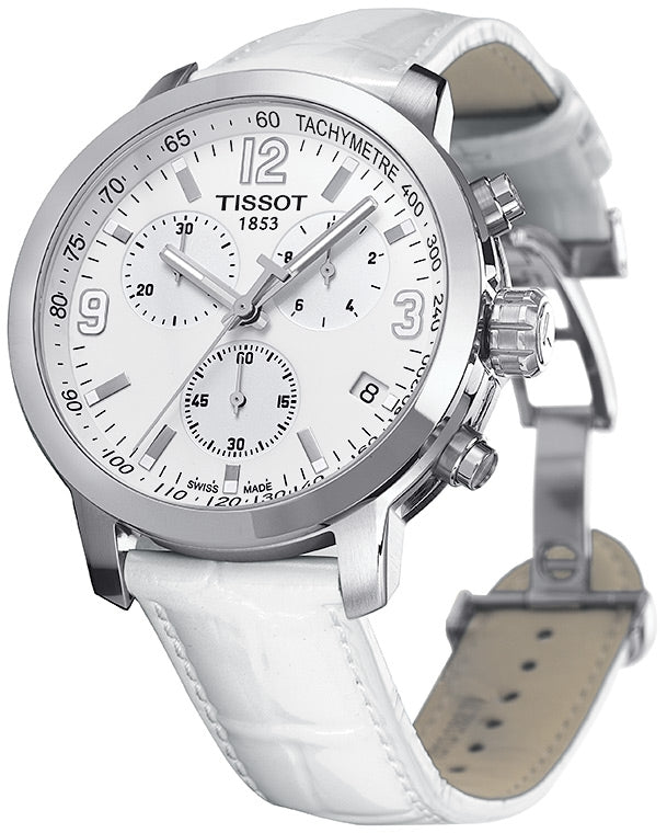  Shop Authentic Tissot PRC 200 Chronograph White Dial White Leather Strap Watch For Men - T055.417.16.017.00 - Luxxuri