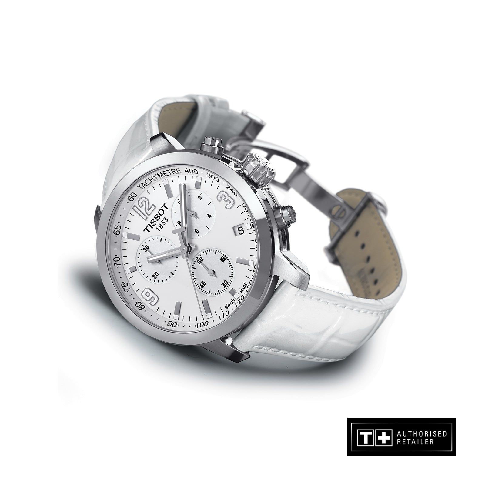  Shop Authentic Tissot PRC 200 Chronograph White Dial White Leather Strap Watch For Men - T055.417.16.017.00 - Luxxuri