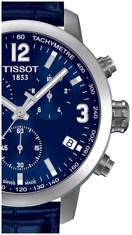 Shop Authentic Tissot PRC 200 Chronograph Blue Dial Blue Leather Strap Watch For Men - T055.417.16.047.00 - Luxxuri