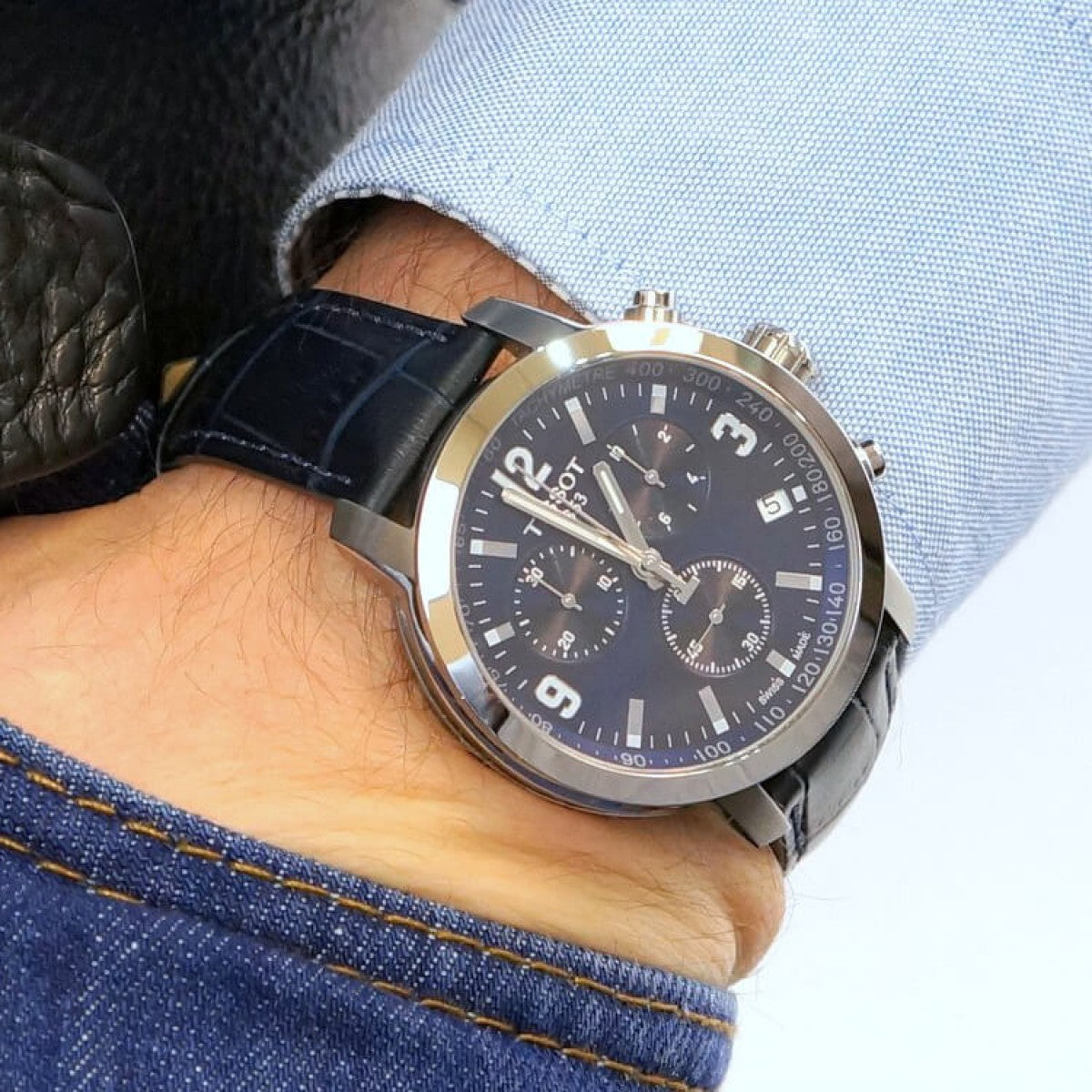  Shop Authentic Tissot PRC 200 Chronograph Blue Dial Blue Leather Strap Watch For Men - T055.417.16.047.00 - Luxxuri