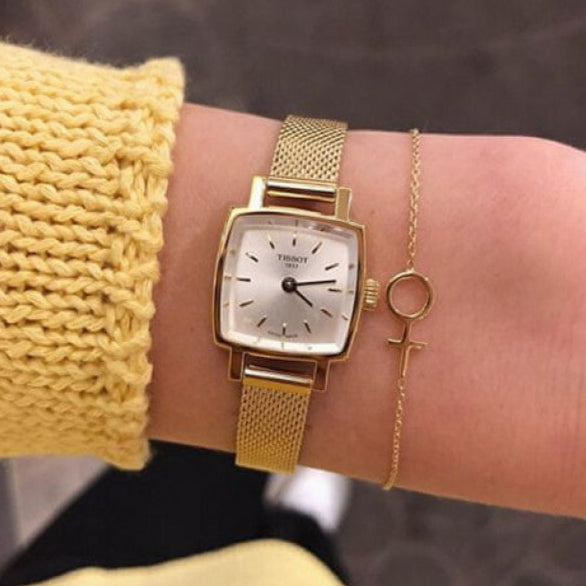  Shop Authentic Tissot Lovely Square Silver Dial Gold Mesh Bracelet Watch For Women - T058.109.33.031.00 - Luxxuri