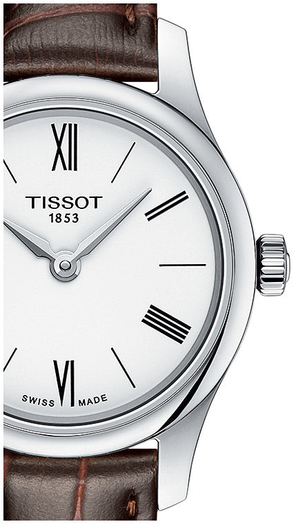  Shop Authentic Tissot Tradition 5.5 Lady Silver Dial Brown Leather Strap Watch for Women - T063.009.16.018.00 - Luxxuri
