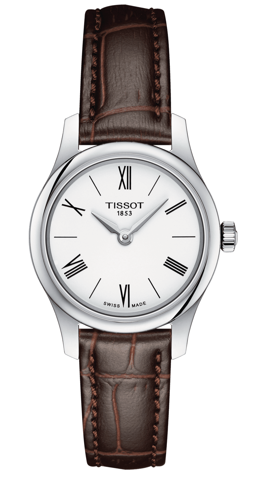  Shop Authentic Tissot Tradition 5.5 Lady Silver Dial Brown Leather Strap Watch for Women - T063.009.16.018.00 - Luxxuri