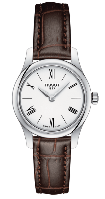  Shop Authentic Tissot Tradition 5.5 Lady Silver Dial Brown Leather Strap Watch for Women - T063.009.16.018.00 - Luxxuri
