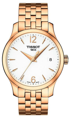  Shop Authentic Tissot T Classic Tradition Lady White Dial Rose Gold Steel Strap Watch for Women - T063.210.33.037.00 - Luxxuri