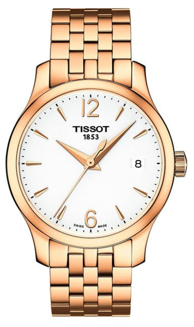  Shop Authentic Tissot T Classic Tradition Lady White Dial Rose Gold Steel Strap Watch for Women - T063.210.33.037.00 - Luxxuri