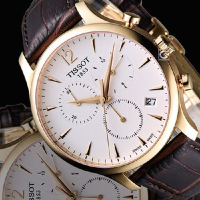  Shop Authentic Tissot T Classic Tradition Chronograph White Dial Brown Leather Strap Watch For Men - T063.617.36.037.00 - Luxxuri