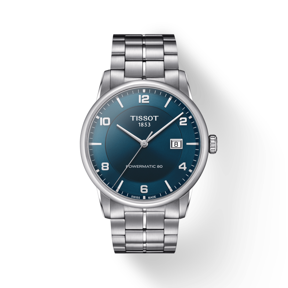 Tissot Luxury Powermatic 80 Blue Dial Silver Steel Strap Watch For Men - T086.407.11.047.00