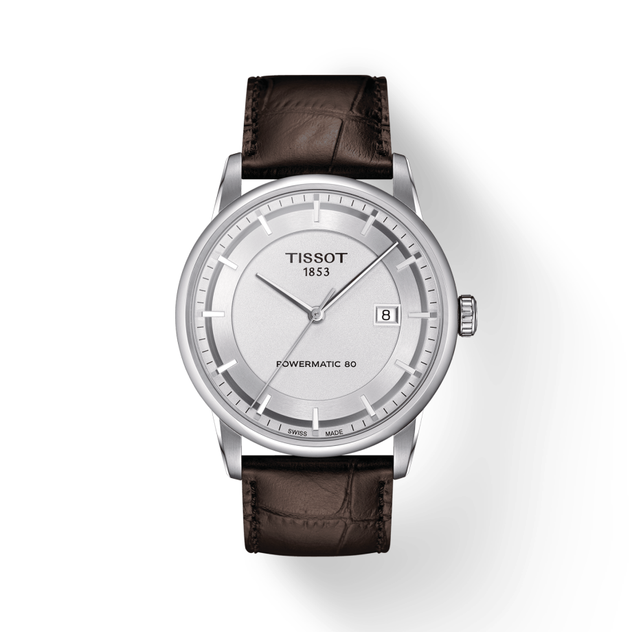 Tissot Luxury Powermatic 80 Silver Dial Brown Leather Strap Watch For Men - T086.407.16.031.00