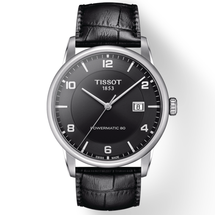  Shop Authentic Tissot Luxury Powermatic 80 Black Dial Black Leather Strap Watch For Men - T086.407.16.057.00 - Luxxuri
