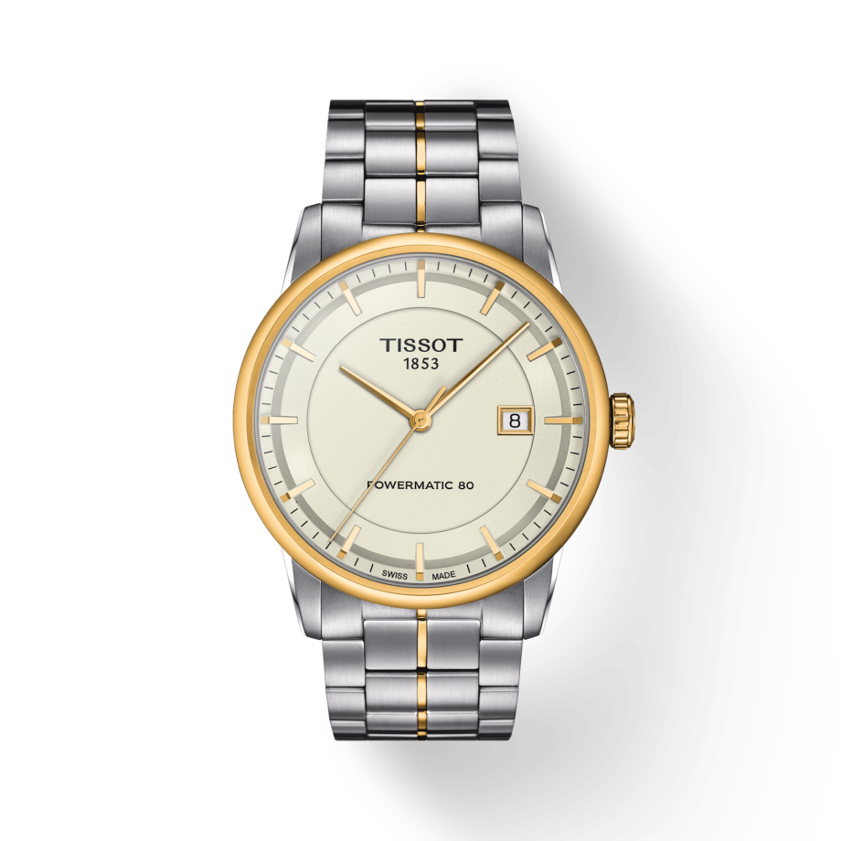Tissot Luxury Powermatic 80 Gold Dial Silver Steel Strap Watch For Men - T086.407.22.261.00