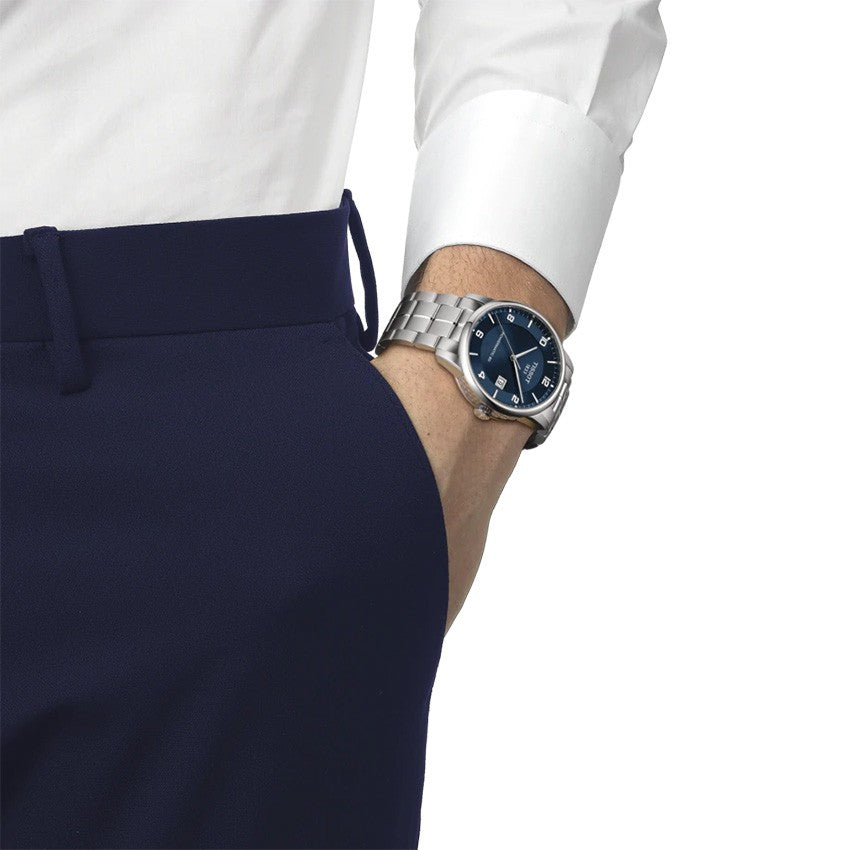 Tissot Luxury Powermatic 80 Blue Dial Silver Steel Strap Watch For Men - T086.407.11.041.00