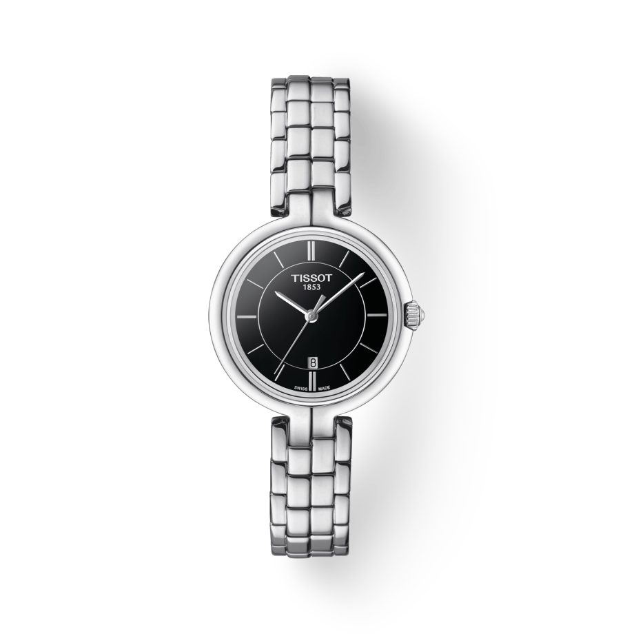 Tissot T Trend Flamingo Black Dial Silver Steel Strap Watch For Women - T094.210.11.051.00
