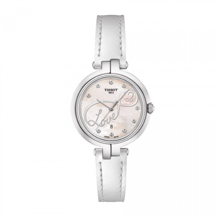  Shop Authentic Tissot T Trend Flamingo Valentines Mother of Pearl White Dial White Leather Strap Watch For Women - T094.210.16.111.01 - Luxxuri