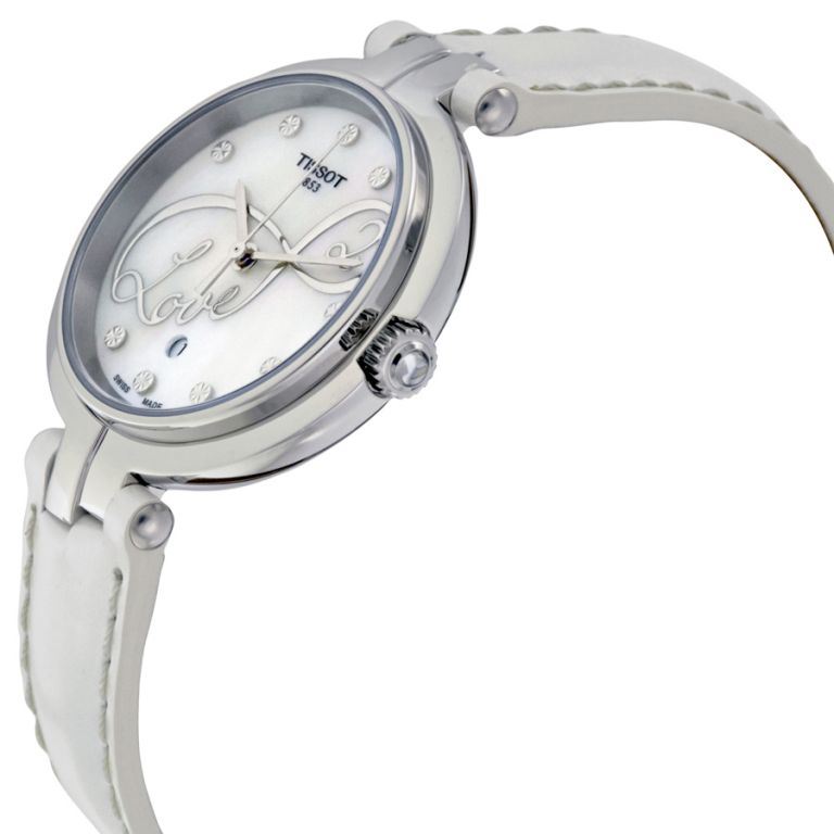  Shop Authentic Tissot T Trend Flamingo Valentines Mother of Pearl White Dial White Leather Strap Watch For Women - T094.210.16.111.01 - Luxxuri