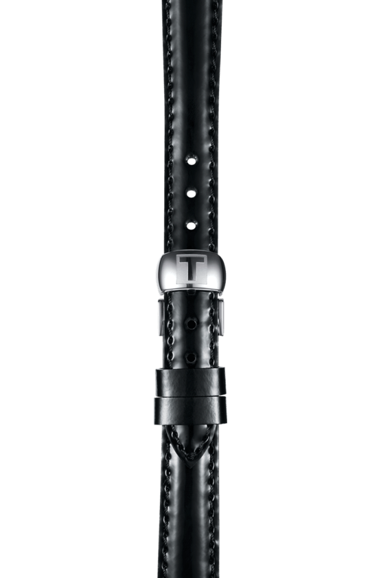 Tissot Flamingo Mother of Pearl White Dial Black Leather Strap Watch For Women - T094.210.26.111.00