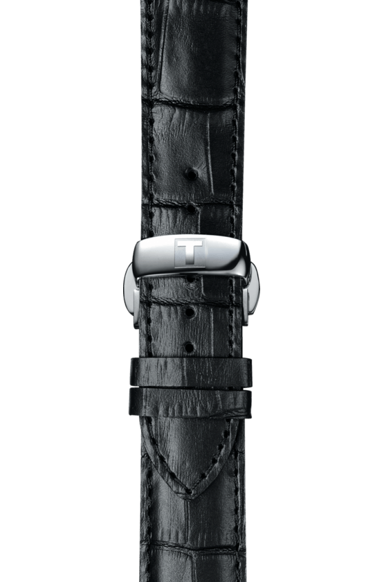 Tissot T Classic Bridgeport Black Dial Black Leather Strap Watch For Men - T097.410.16.058.00