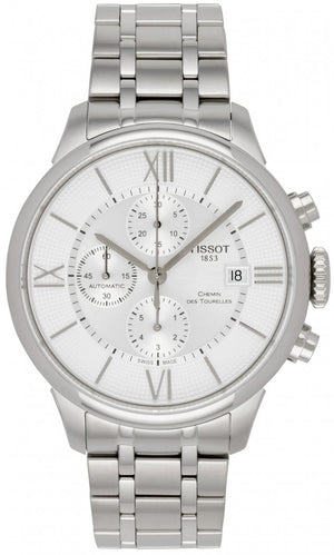  Shop Authentic Tissot Chemin des Tourelles Automatic Chronograph White Dial Silver Steel Strap Watch for Men - T099.427.11.038.00 - Luxxuri