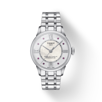  Shop Authentic Tissot Chemin Des Tourelles Powermatic 80 Rubies Mother of Pearl Dial Silver Steel Strap Watch For Women - T099.207.11.113.00 - Luxxuri