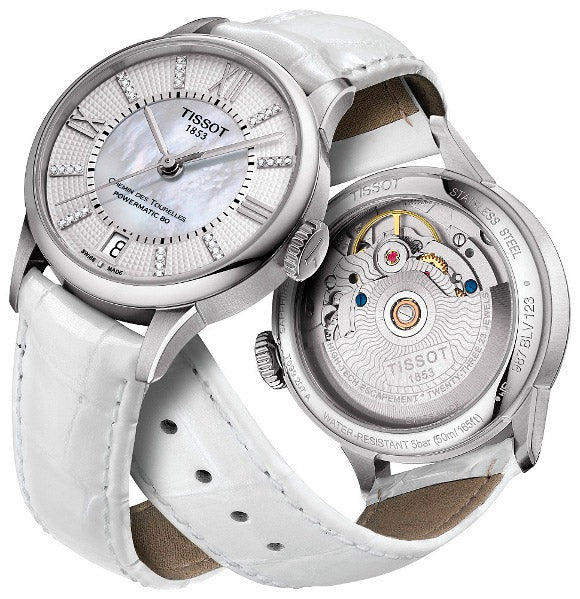  Shop Authentic Tissot Chemin Des Tourelles Powermatic 80 Lady White Dial White Leather Strap Watch For Women - T099.207.16.116.00 - Luxxuri