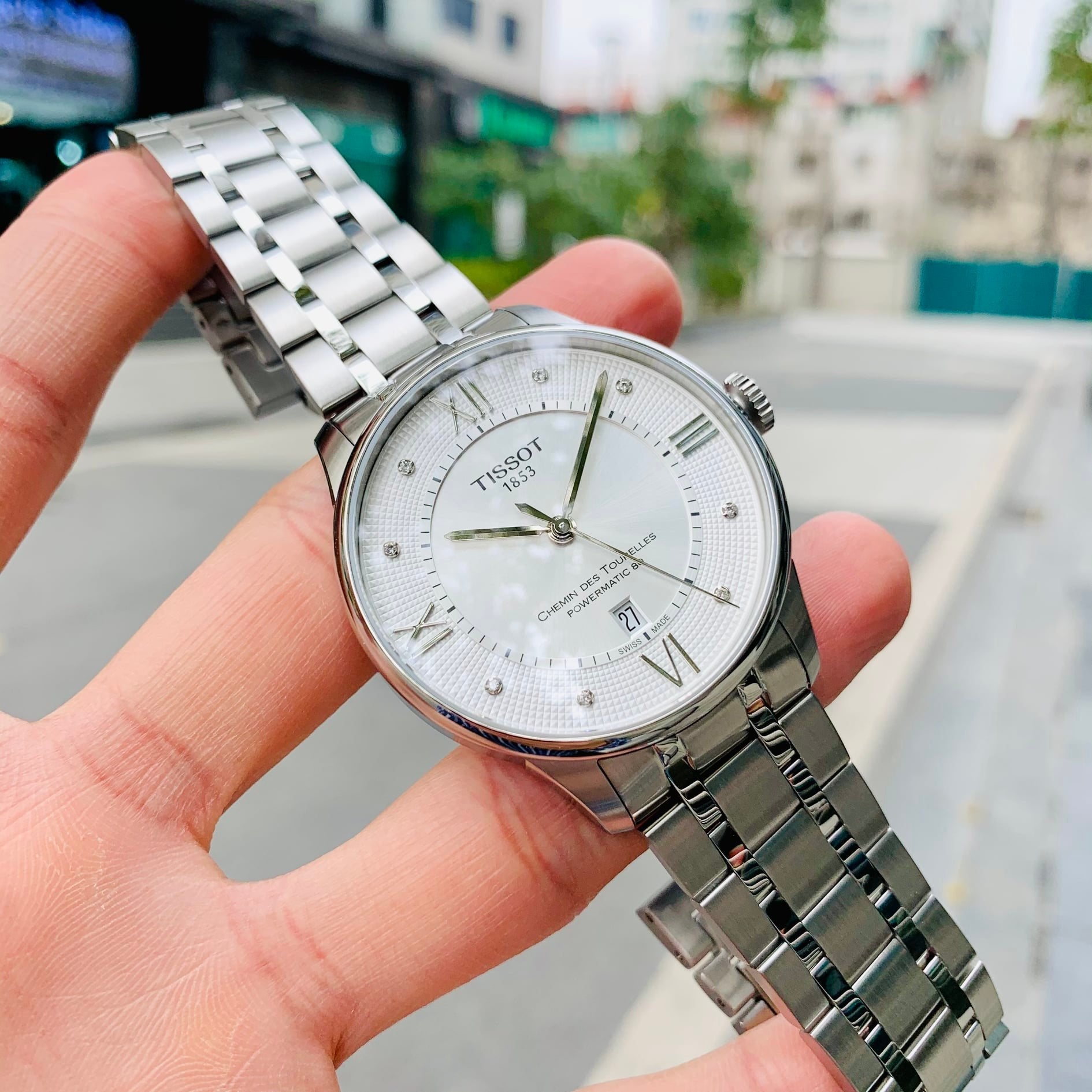  Shop Authentic Tissot Chemin Des Tourelles Powermatic 80 Diamonds Silver Dial Silver Steel Strap Watch for Men - T099.407.11.033.00 - Luxxuri