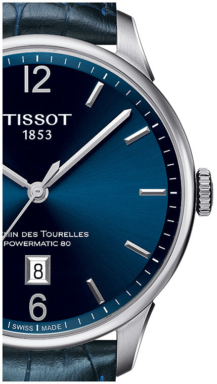  Shop Authentic Tissot Chemin Des Tourelles Powermatic 80 Blue Dial Blue Leather Strap Watch for Men - T099.407.16.047.00 - Luxxuri