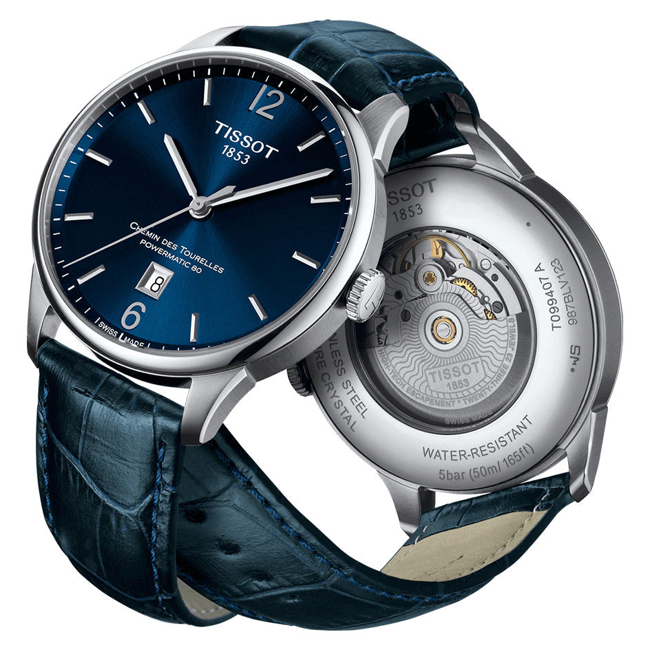  Shop Authentic Tissot Chemin Des Tourelles Powermatic 80 Blue Dial Blue Leather Strap Watch for Men - T099.407.16.047.00 - Luxxuri