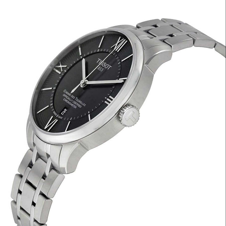 Tissot Chemin Des Tourelles Powermatic 80 Black Dial Silver Steel Strap Watch For Men - T099.407.11.058.00