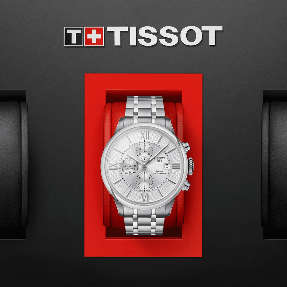  Shop Authentic Tissot Chemin des Tourelles Automatic Chronograph White Dial Silver Steel Strap Watch for Men - T099.427.11.038.00 - Luxxuri