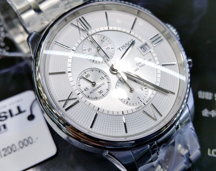  Shop Authentic Tissot Chemin des Tourelles Automatic Chronograph White Dial Silver Steel Strap Watch for Men - T099.427.11.038.00 - Luxxuri