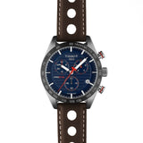  Shop Authentic Tissot PRS 516 Chronograph Blue Dial Brown Leather Strap Watch For Men - T100.417.16.041.00 - Luxxuri