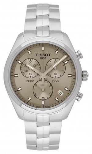  Shop Authentic Tissot PR 100 Chronograph Grey Dial Silver Steel Strap Watch for Men - T101.417.11.071.00 - Luxxuri