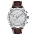Tissot PR 100 Sport Quartz Chronograph Silver Dial Brown Leather Strap Watch For Men - T101.617.16.031.00