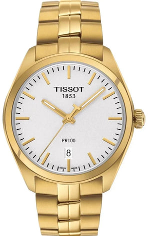  Shop Authentic Tissot T Classic PR 100 Quartz White Dial Gold Steel Strap Watch for Men - T101.410.33.031.00 - Luxxuri