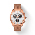 Tissot T Classic PR 100 Chronograph Silver Dial Rose Gold Mesh Bracelet Watch For Men - T101.417.33.031.01