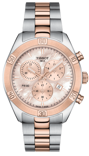  Shop Authentic Tissot PR 100 Sport Chic Chronograph Mother of Pearl Dial Two Tone Steel Strap Watch for Women - T101.917.22.151.00 - Luxxuri