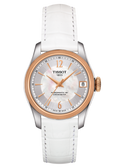 Tissot T-Classic Powermatic 80 Mother of Pearl Silver Dial White Leather Strap Watch For Women - T108.208.26.117.00