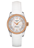  Shop Authentic Tissot T-Classic Powermatic 80 Mother of Pearl Silver Dial White Leather Strap Watch For Women - T108.208.26.117.00 - Luxxuri