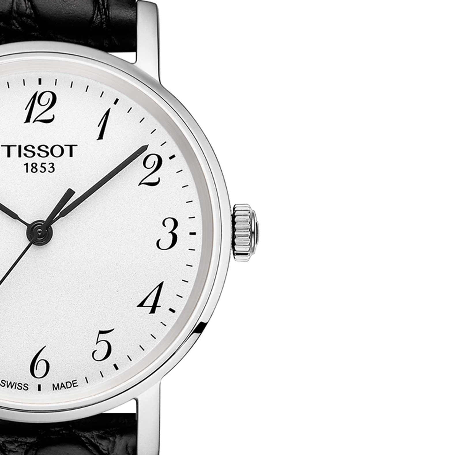  Shop Authentic Tissot Everytime Small White Dial Black Leather Strap Watch For Women - T109.210.16.032.00 - Luxxuri