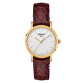 Tissot Everytime Desire Small White Dial Maroon Leather Strap Watch For Women - T109.210.36.031.00