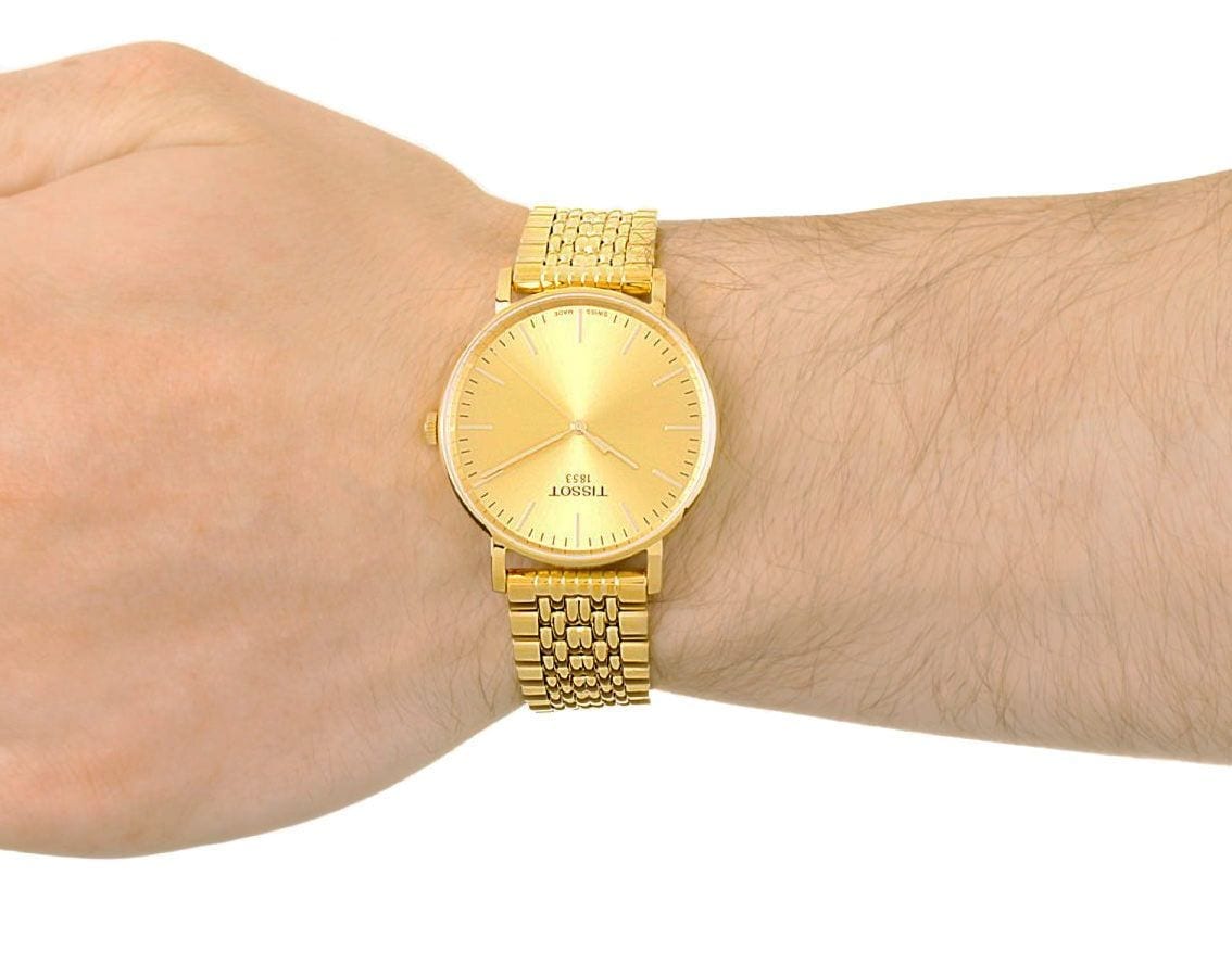  Shop Authentic Tissot T Classic Everytime Medium Gold Dial Gold Mesh Bracelet Watch For Men - T109.410.33.021.00 - Luxxuri