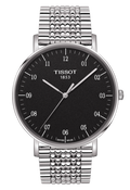 Tissot Everytime Large Black Dial Silver Mesh Bracelet Watch For Men - T109.610.11.077.00