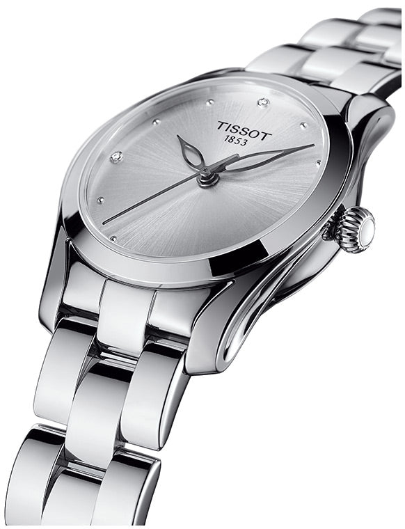  Shop Authentic Tissot T Wave Diamonds White Dial Silver Steel Strap Watch For Women - T112.210.11.036.00 - Luxxuri