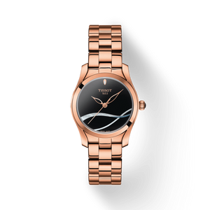  Shop Authentic Tissot T Wave Black Dial Rose Gold Steel Strap Watch For Women - T112.210.33.051.00 - Luxxuri