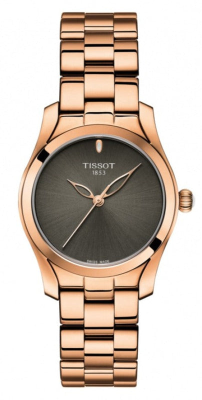  Shop Authentic Tissot T Wave Anthracite Dial Rose Gold Steel Strap Watch For Women - T112.210.33.061.00 - Luxxuri