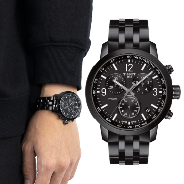  Shop Authentic Tissot PRC 200 Chronograph Black Dial Black Steel Strap Watch For Men - T114.417.33.057.00 - Luxxuri