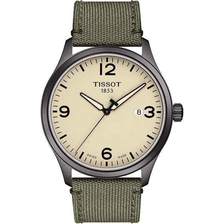  Shop Authentic Tissot T Sport Chrono XL Beige Dial Khakhi Green Nylon Strap Watch for Men - T116.617.33.267.00 - Luxxuri